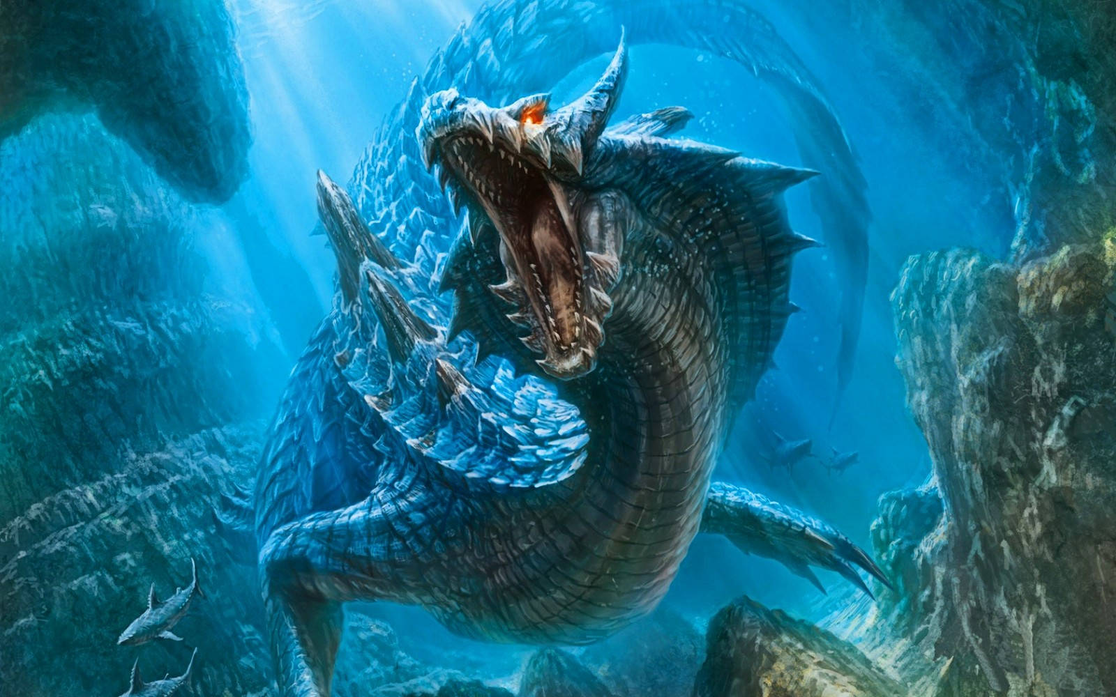 Terrifying Huge Water Dragon Wallpaper