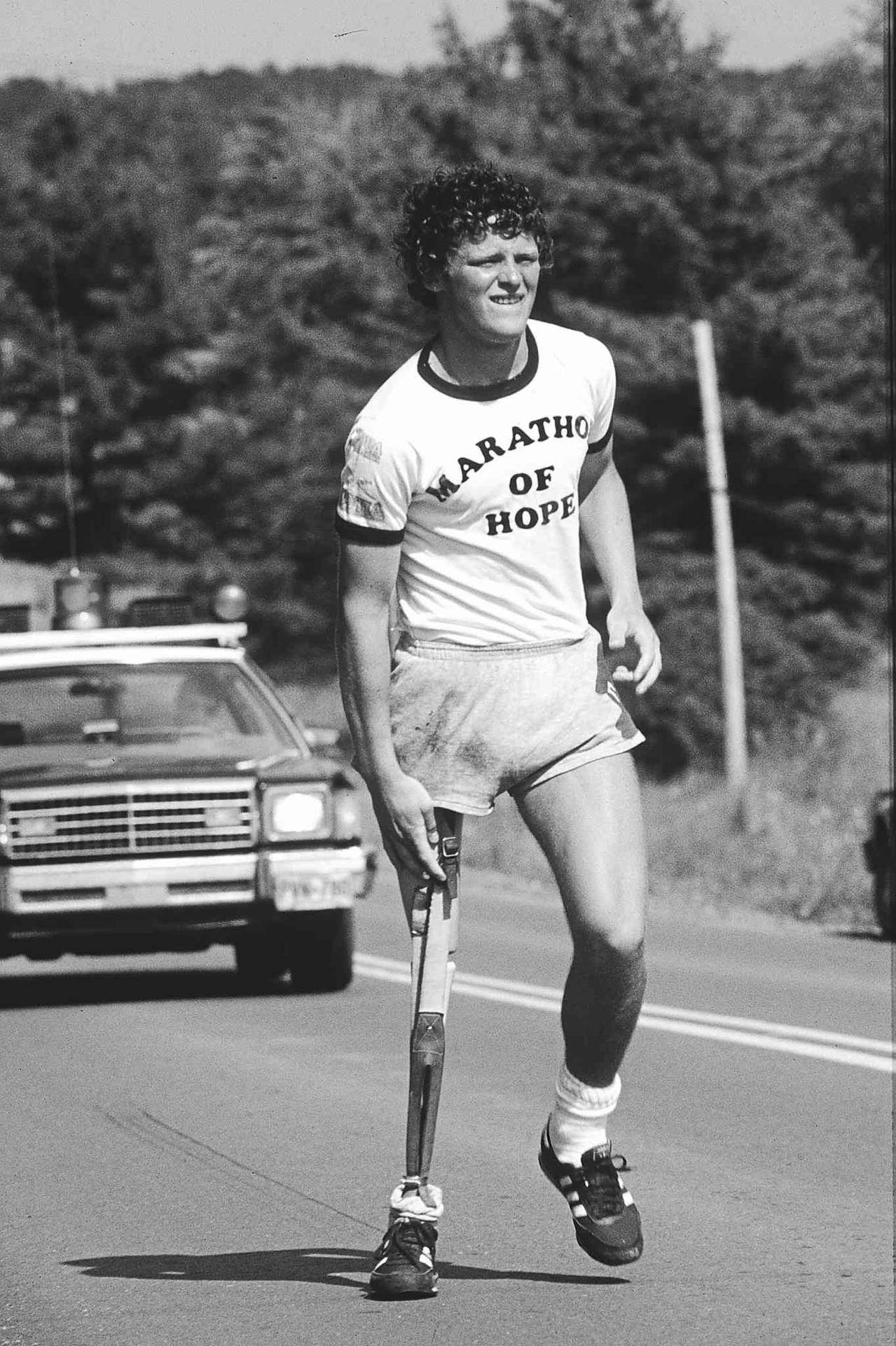 Terry Fox In Black And White Wallpaper