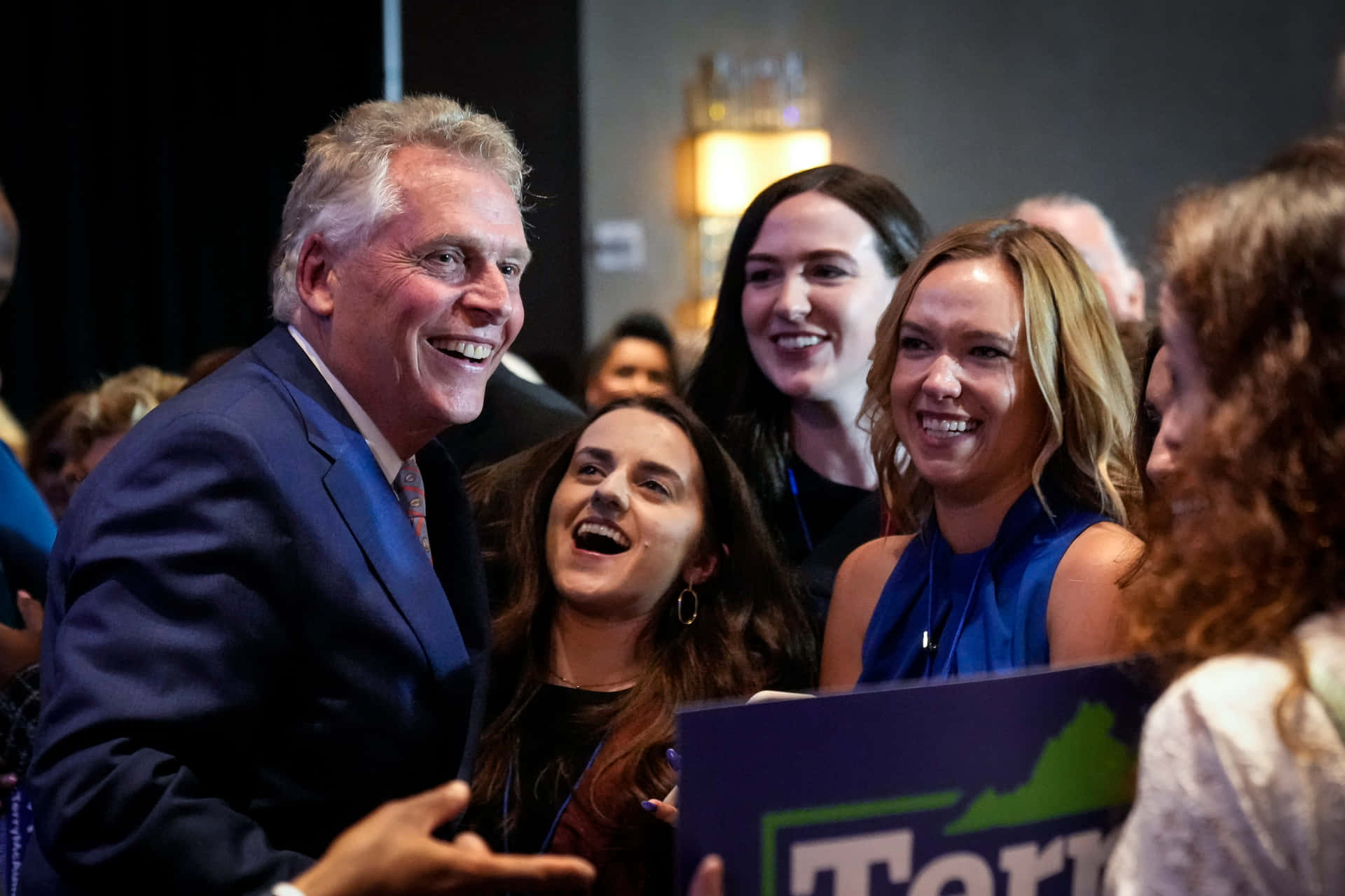 Terry Mcauliffe enthusiastically addressing his supporters. Wallpaper
