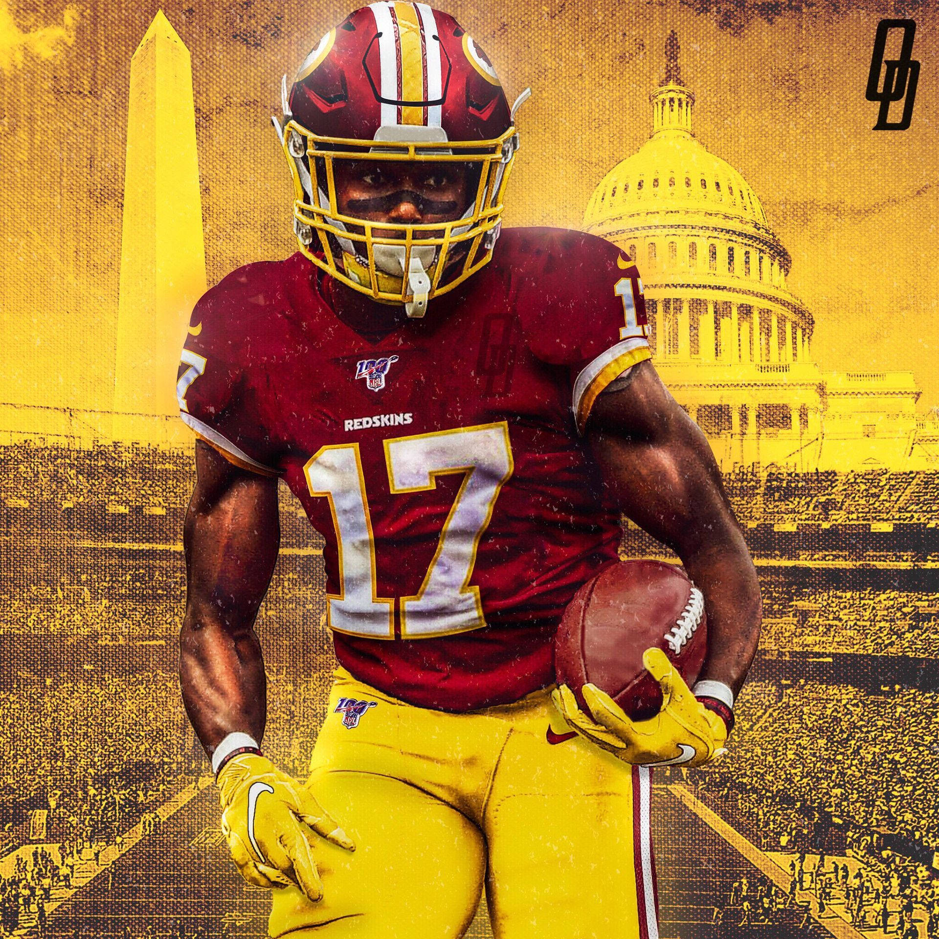 Terry Mclaurin Football Player Washington Commanders Monument Wallpaper