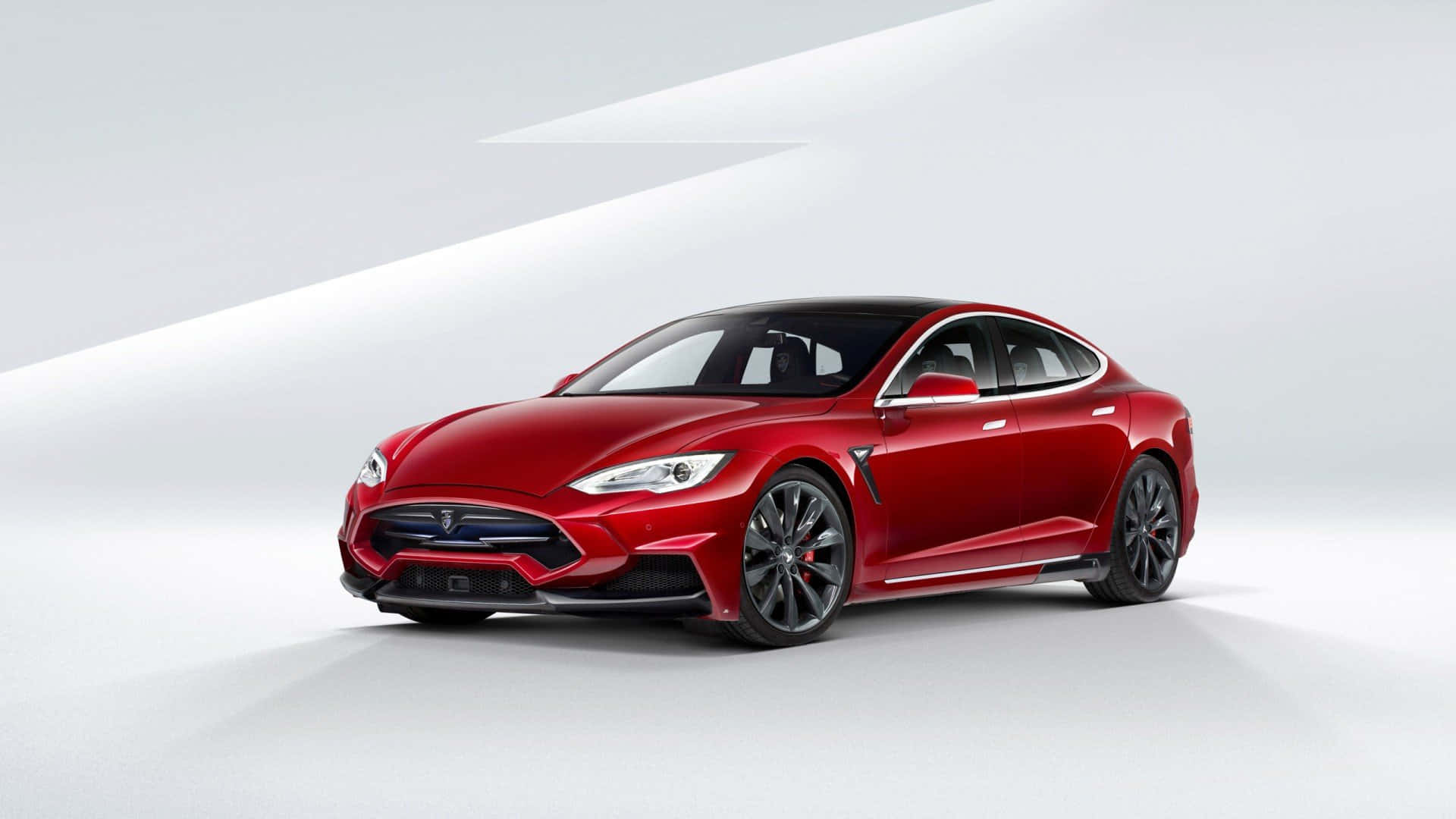 Teslamodel S - En Rød Bil På En Hvid Baggrund