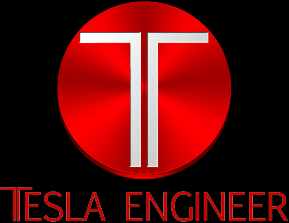 Tesla Engineer Logo Red Background PNG