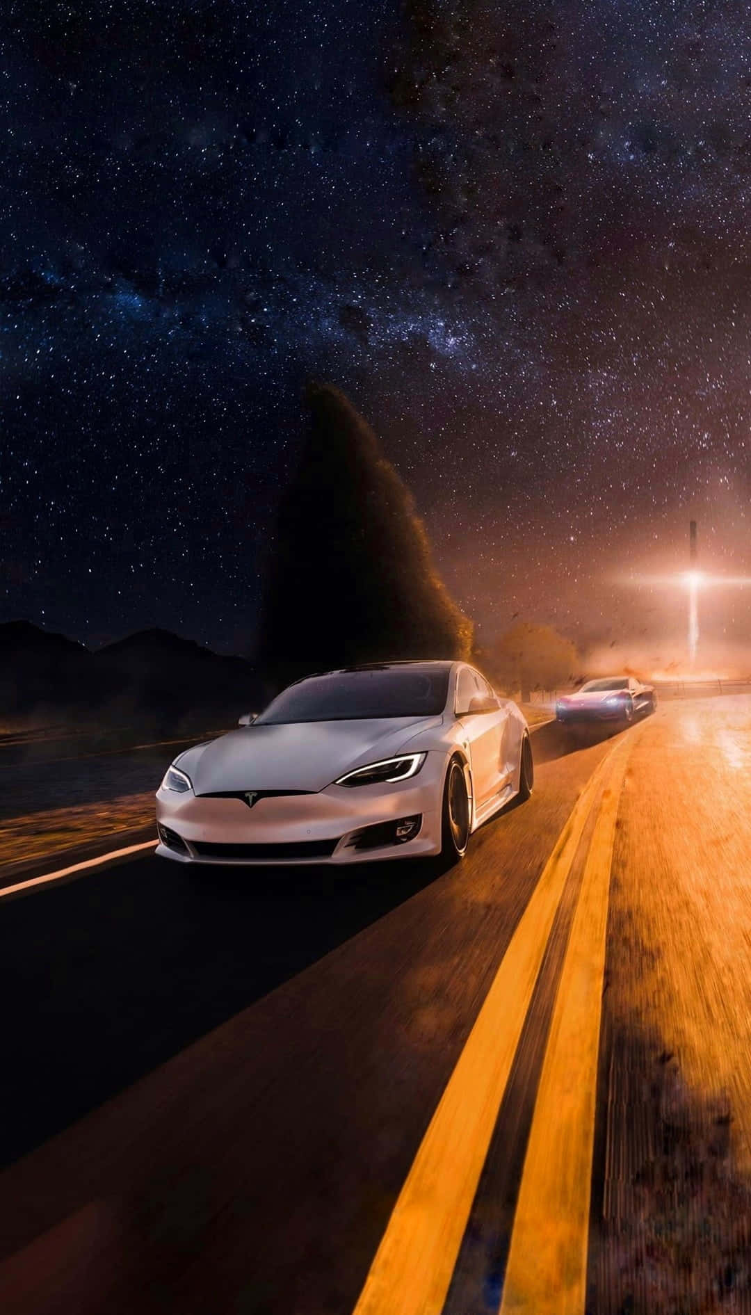 "Experience the Innovation of Tesla with iPhone" Wallpaper