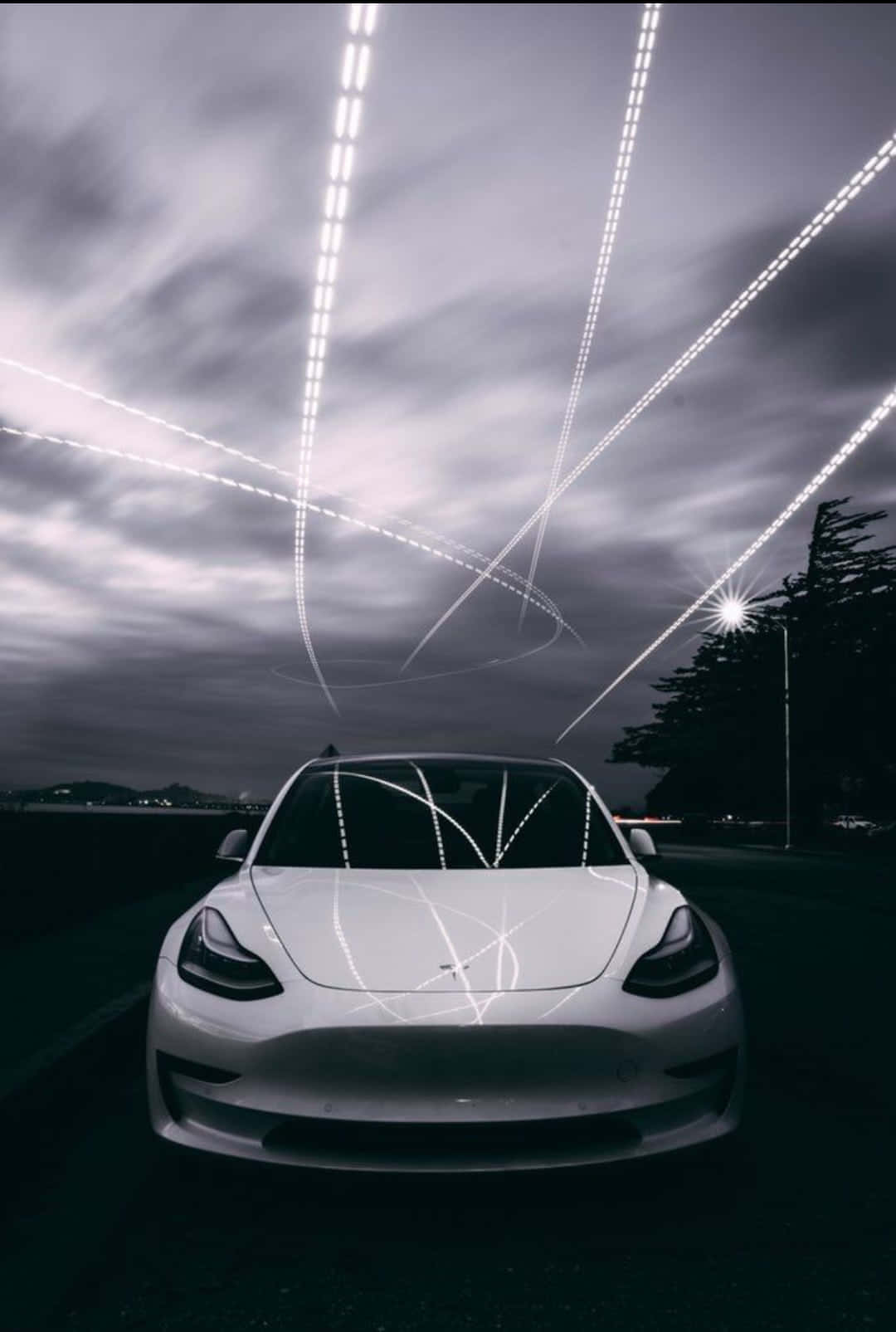 "The Ultimate Tech Combination - Tesla and iPhone" Wallpaper