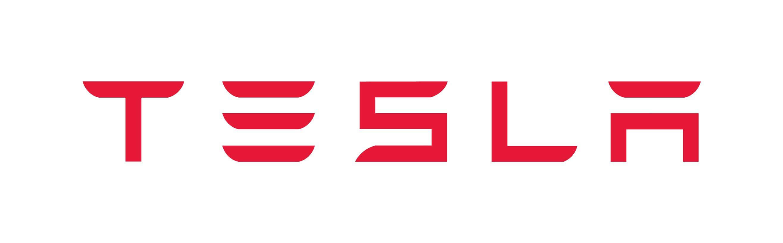 Tesla-logo på en hvid baggrund Wallpaper