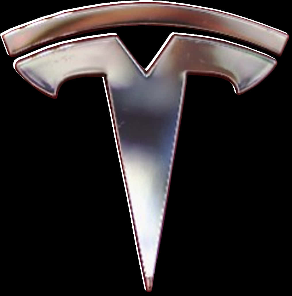 Tesla Logo Metallic Finish PNG