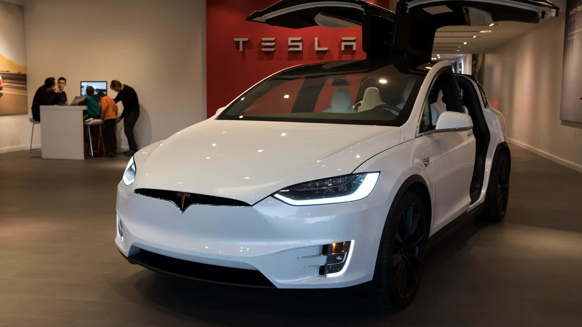 Hvid Tesla Bil Billede