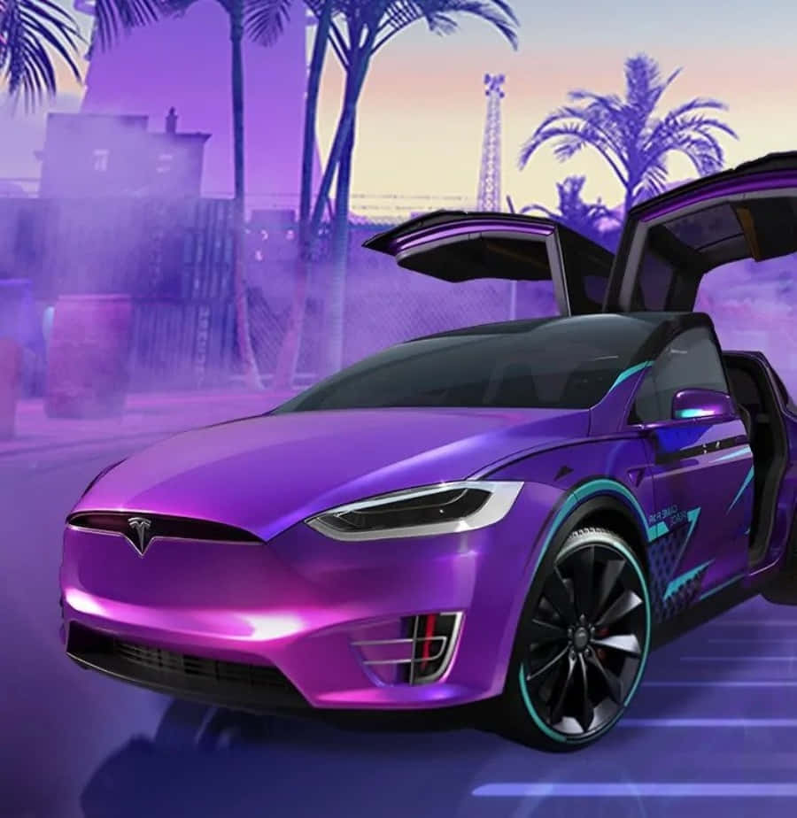 Immaginedi Una Tesla Viola Al Neon
