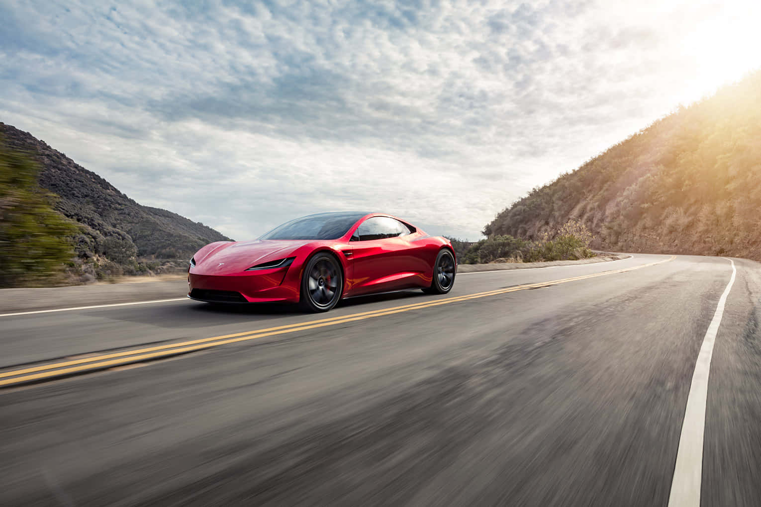 Rotesbild Eines Tesla Roadster