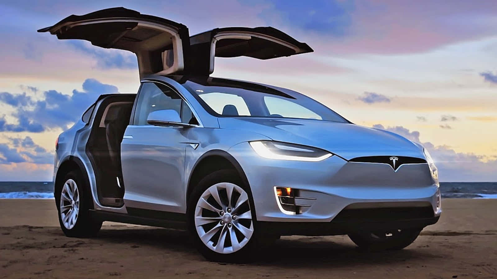 Cloudy White Tesla Picture