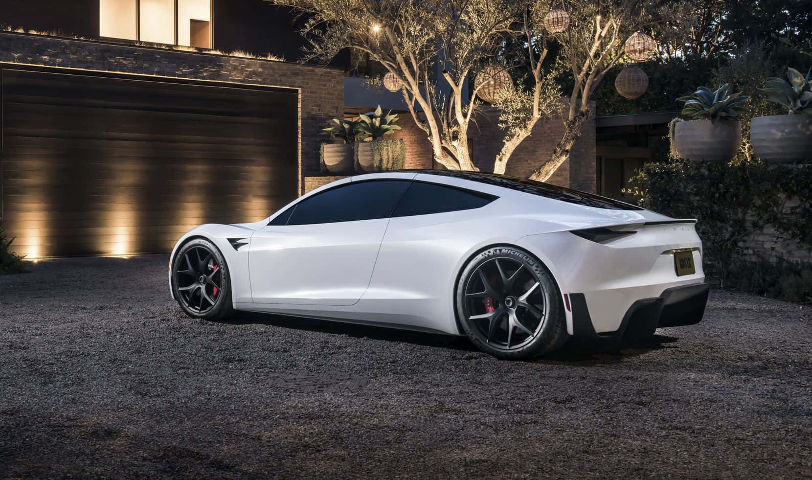White Tesla Roadster Picture
