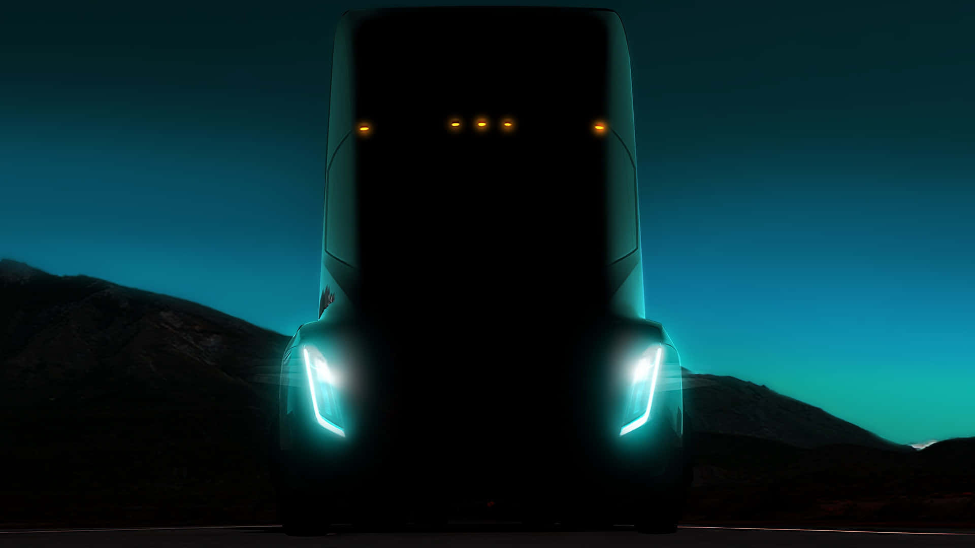 Tesla Semi Electric Truck Charging At A Supercharger Station Wallpaper
