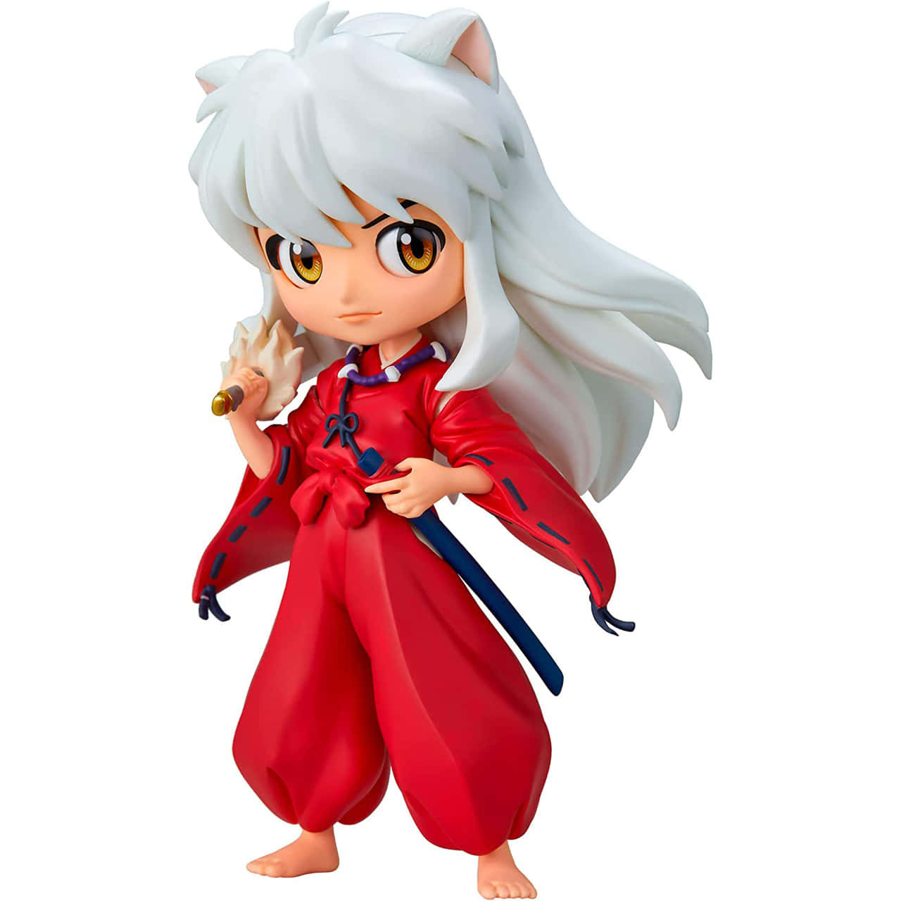 Inuyasha wielding the powerful Tessaiga sword against a fiery background Wallpaper
