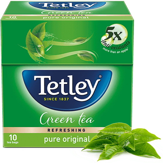 Tetley Green Tea Box Product Image PNG