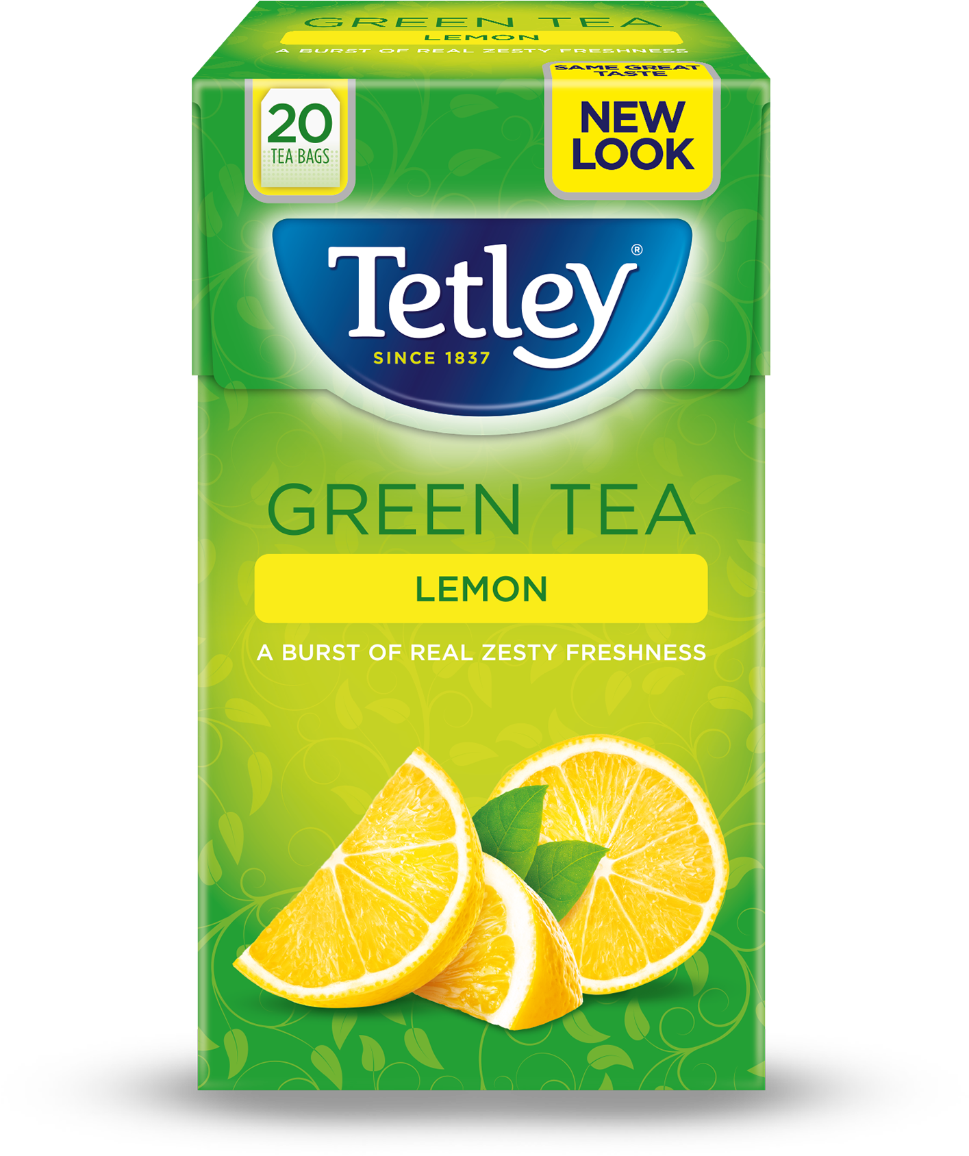 Tetley Lemon Green Tea Box PNG