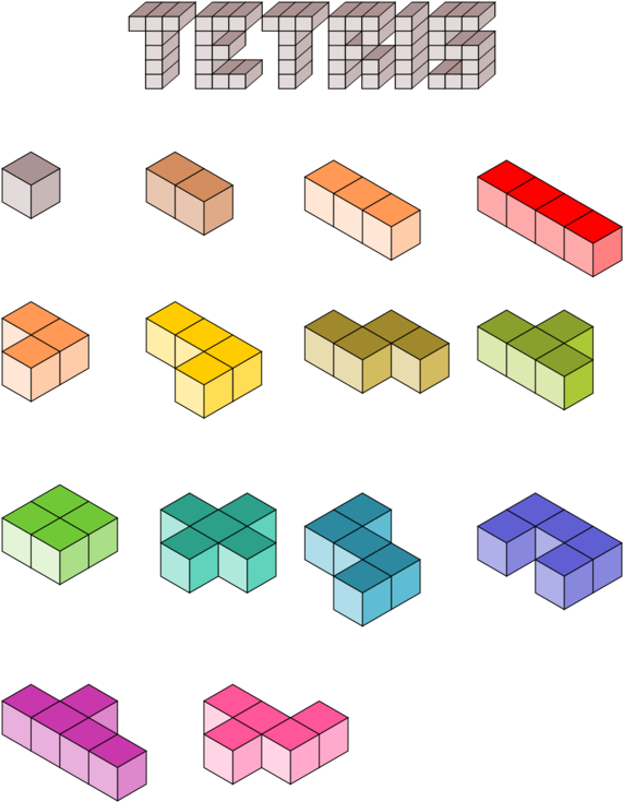 Tetris Blocks Isometric View PNG