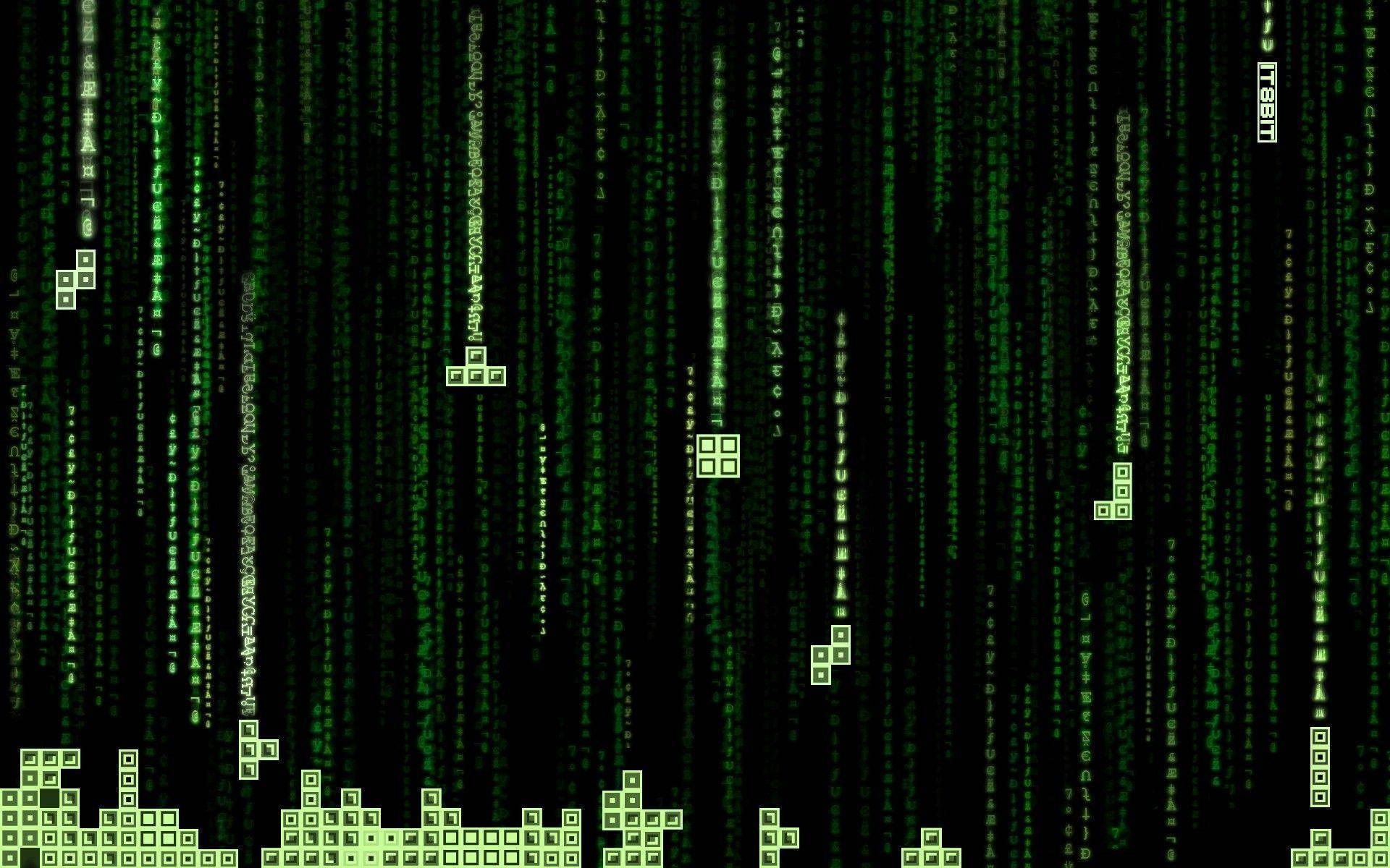 Tetrisauf Dem Matrix-bildschirm Wallpaper
