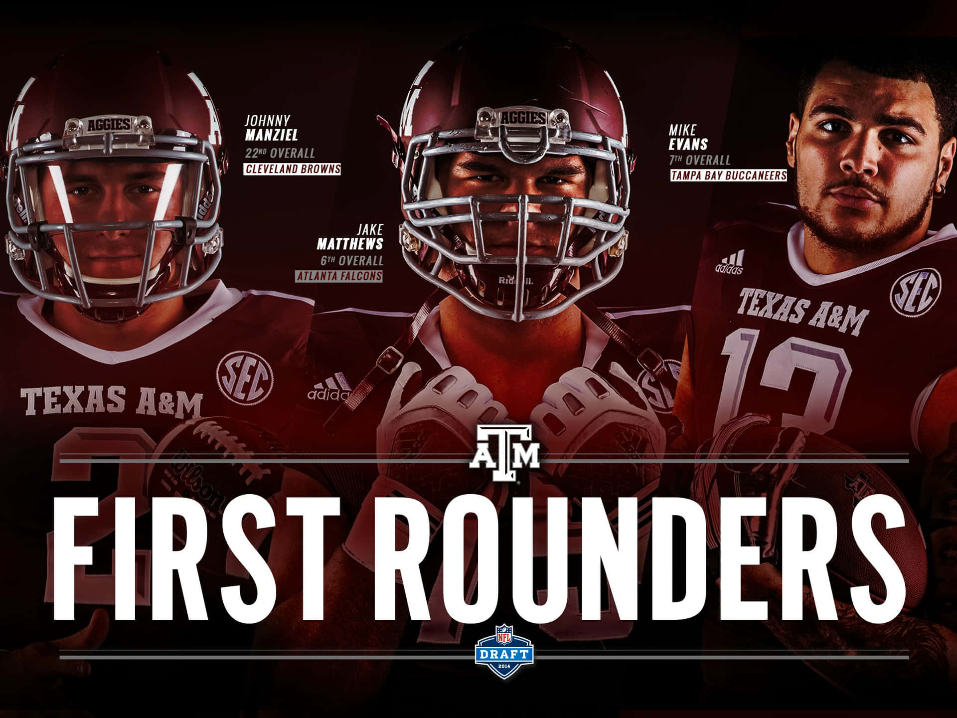 Texas Am Players In Uniform With The Words First Rounders Wallpaper