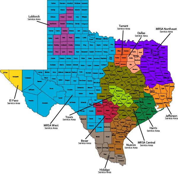 Texas Counties Map Color Coded PNG