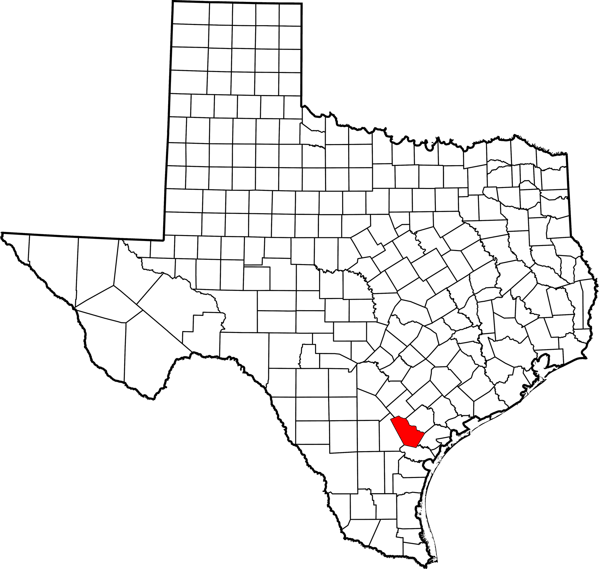 Texas Counties Map Highlighted Area PNG