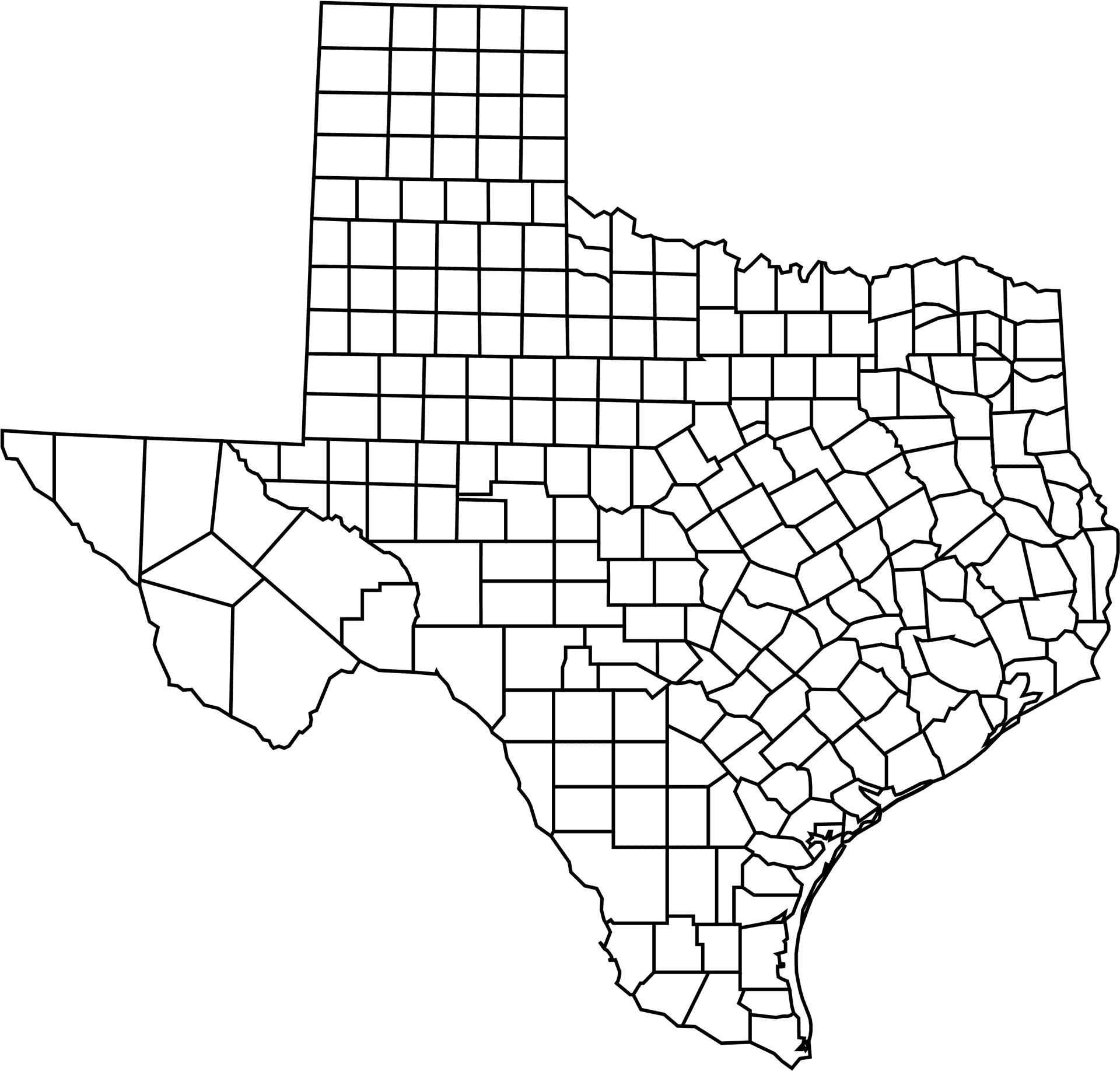 Texas Counties Outline Map PNG