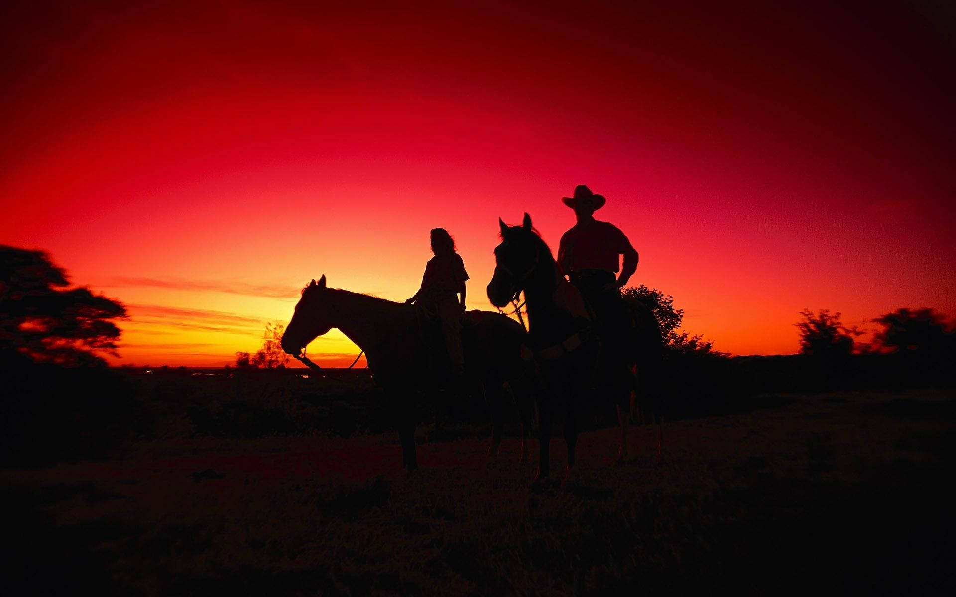 Texascountry Reiten Sonnenuntergang Wallpaper