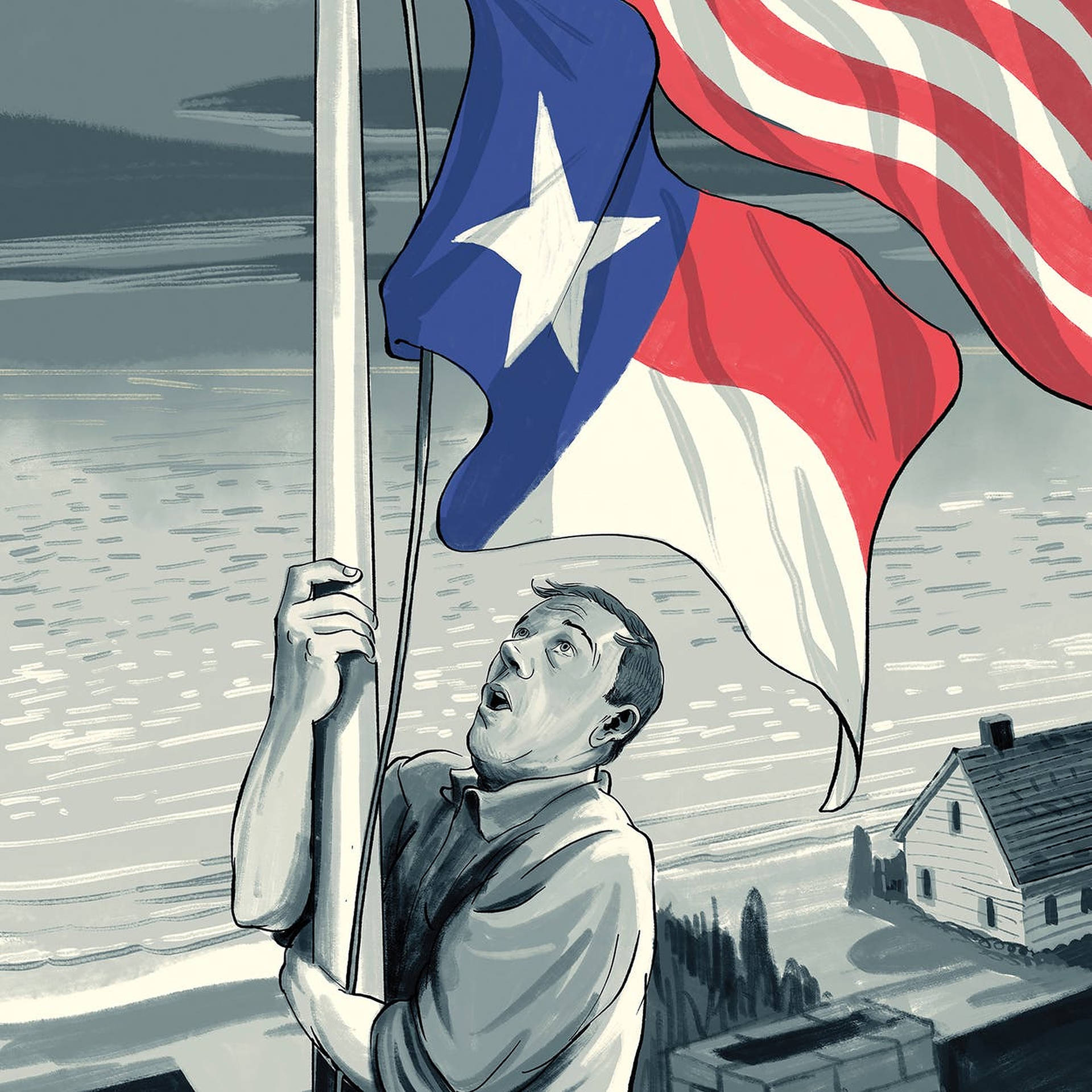 Texas Flag With Man Artwork Wallpaper