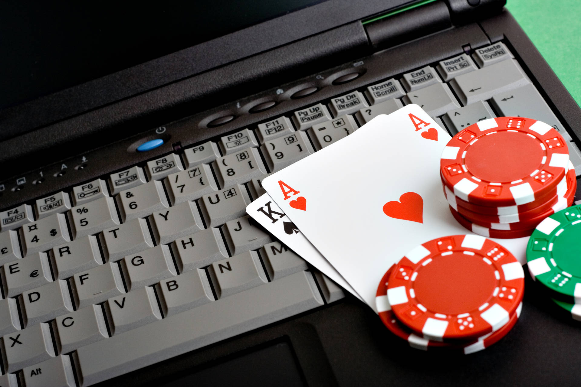 Texas Hold'em Chips And Laptop Wallpaper