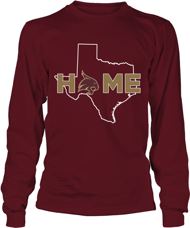 Texas Home Long Sleeve Shirt Design PNG