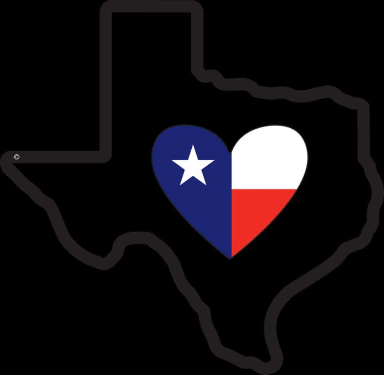 Texas Love Heart Outline PNG
