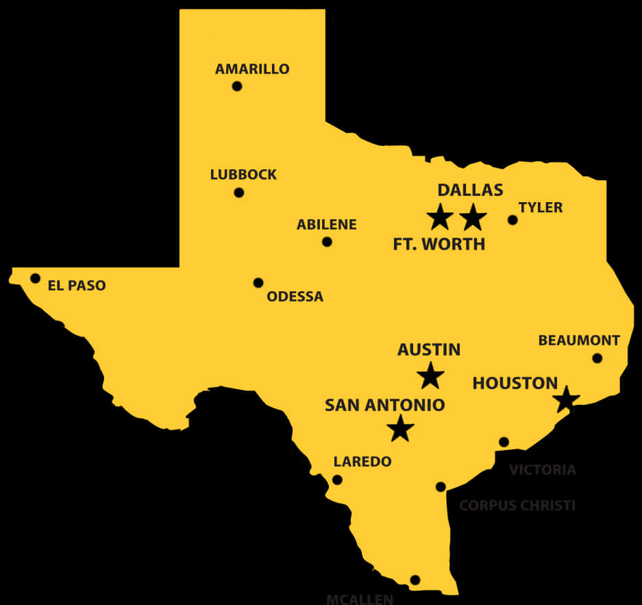Texas Major Cities Map PNG