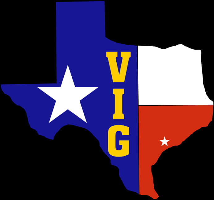 Texas Map Graphicwith Starand Text PNG
