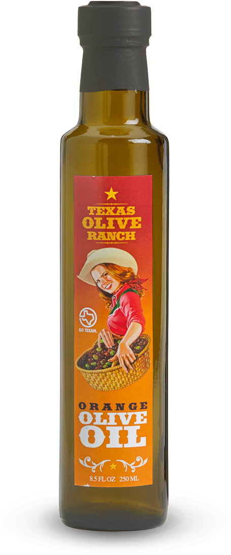 Texas Orange Flavored Olive Oil Bottle PNG