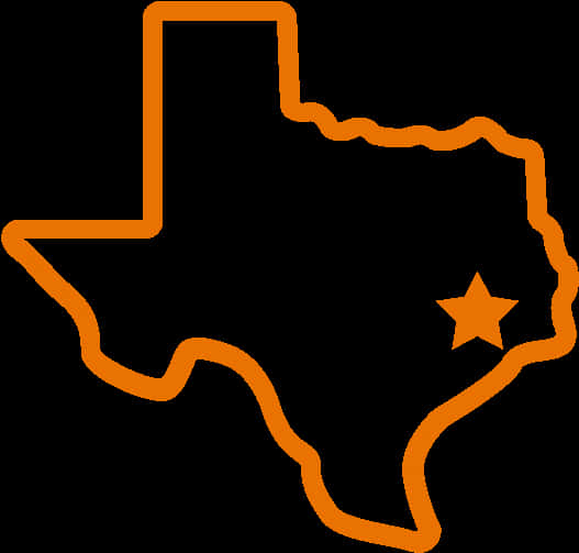 Texas Outline Orange Star PNG