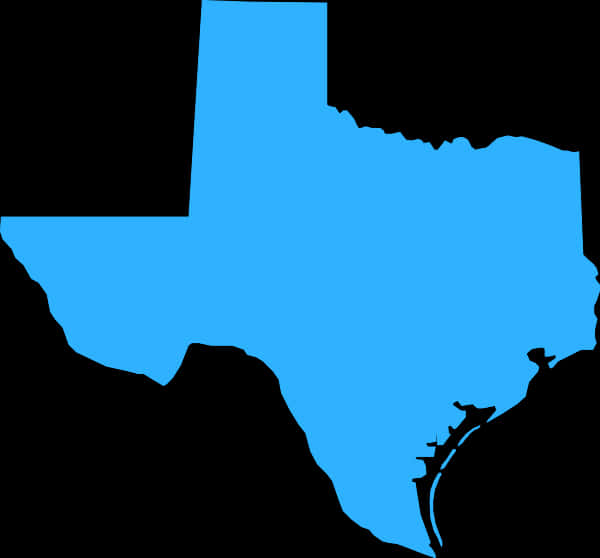 Texas State Outline Blue Background PNG