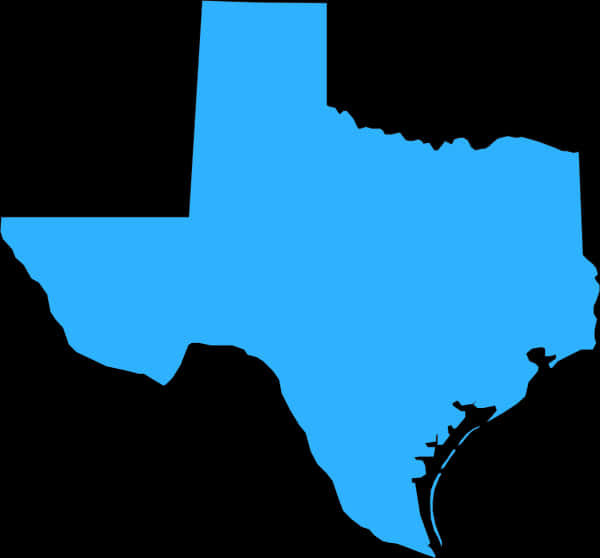 Texas State Silhouette Blue Background PNG