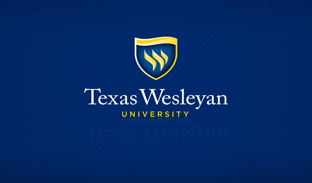 Logotipode La Universidad De Texas Wesleyan En Azul. Fondo de pantalla