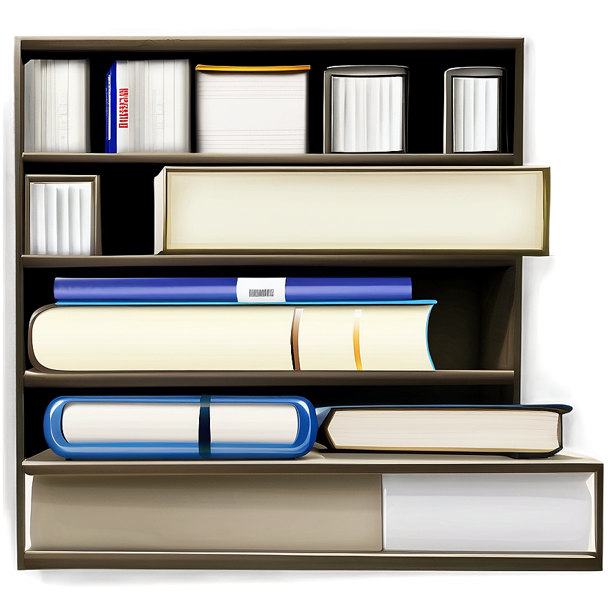 Textbooks On Study Shelf Png Bdb PNG