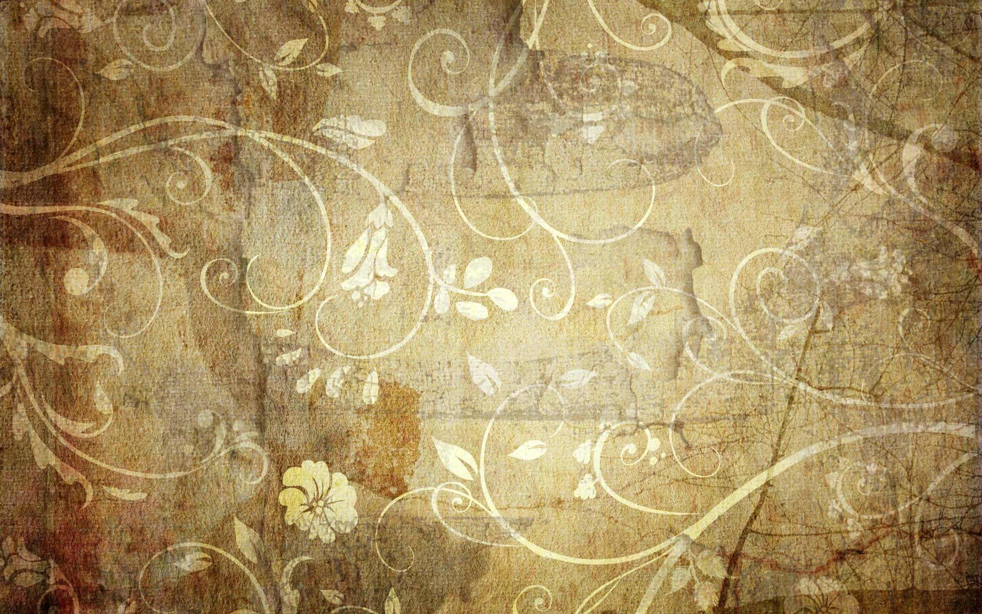 A Grungy Background With Flowers And Swirls