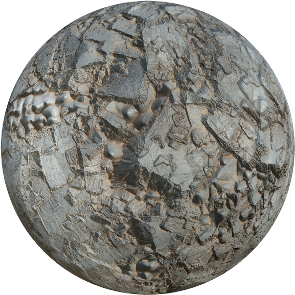 Textured Cobblestone Sphere3 D Render PNG