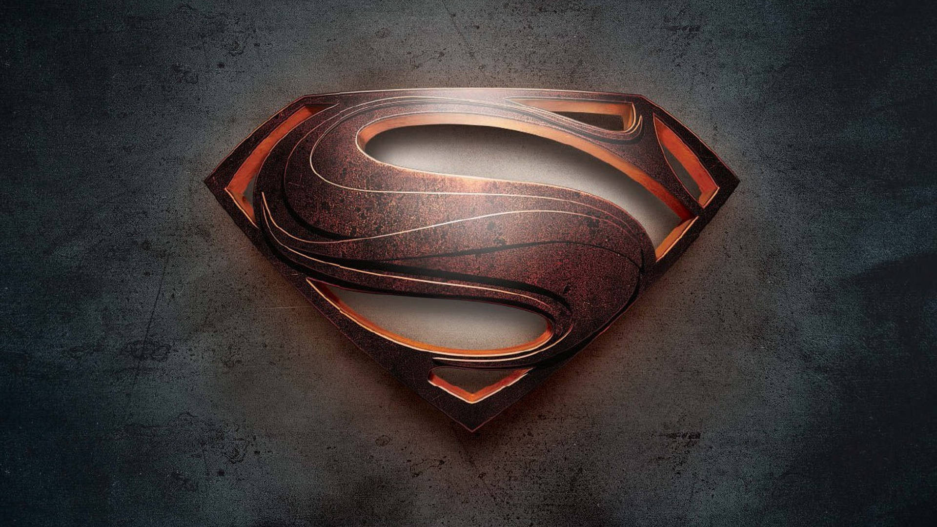 Textured Dark Superman Logo Desktop Wallpaper