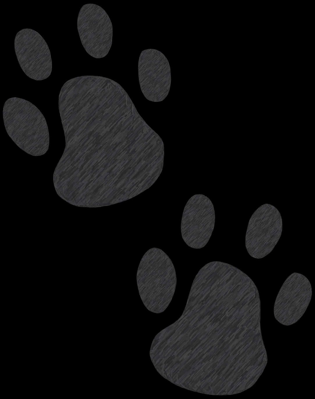 Textured Dog Paw Printson Black Background PNG