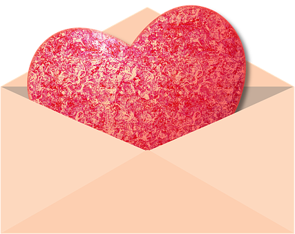 Textured Heart In Envelope PNG