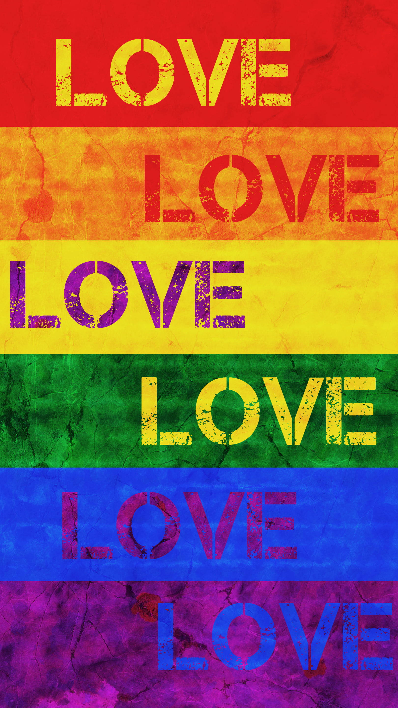 Textured Love Rainbow Lgbt Phone Wallpaper