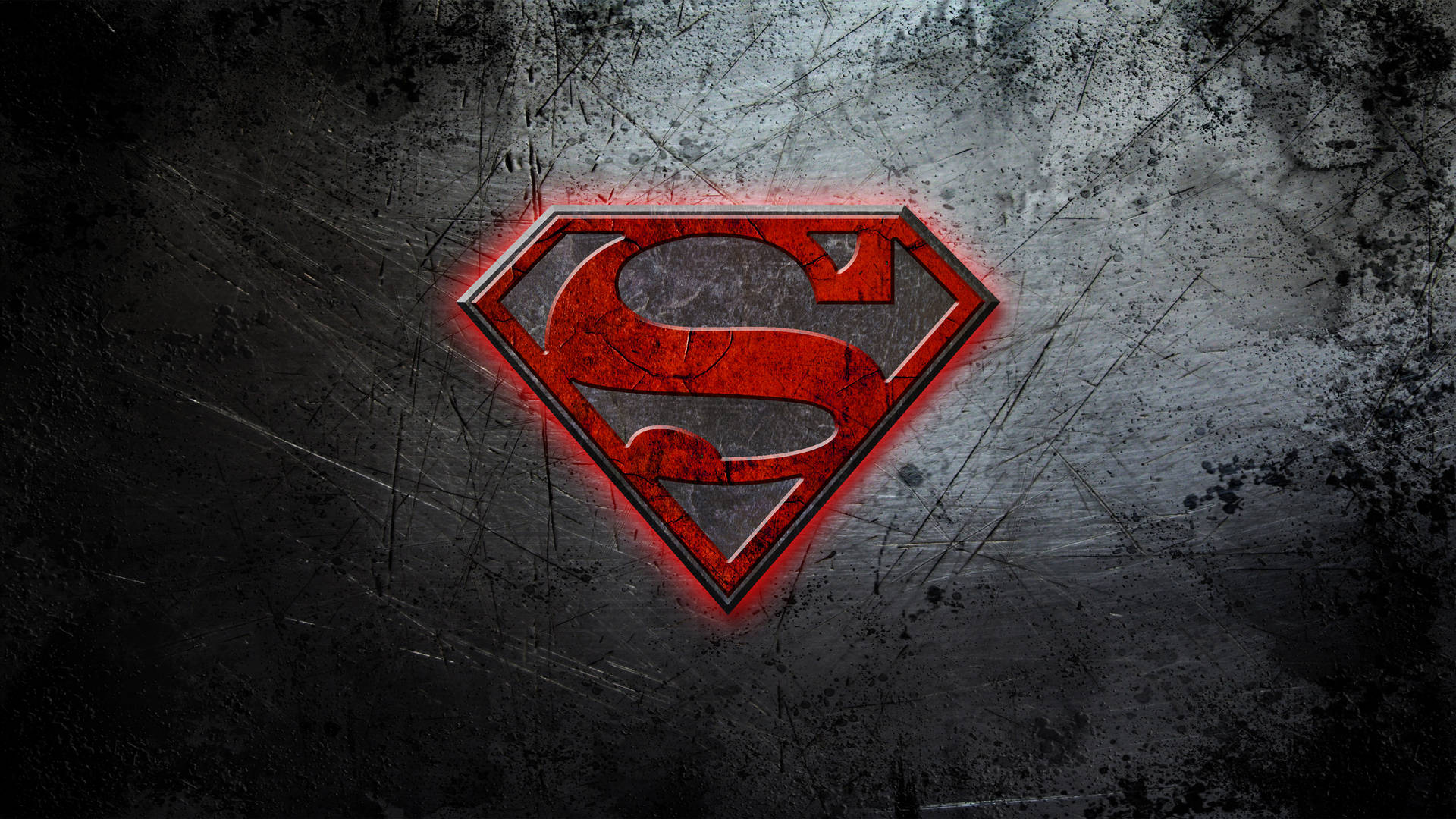 Logotipode Superman Rojo Con Textura Sobre Concreto. Fondo de pantalla