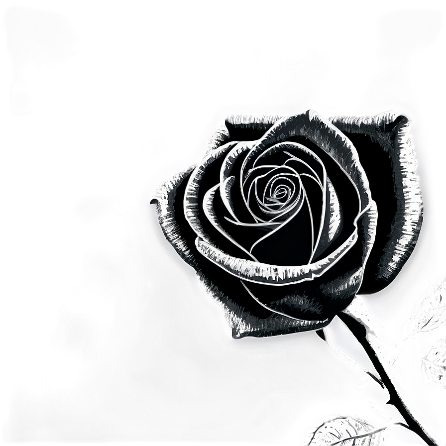 Textured Rose Black And White Png 06132024 PNG