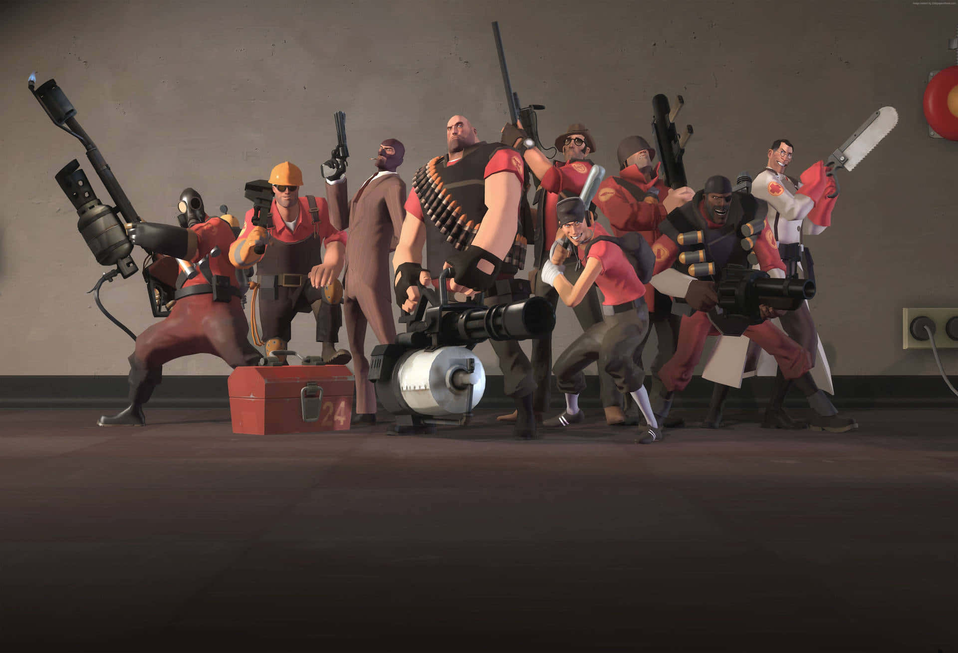 Team Fortress 2 characters, ready for battle.