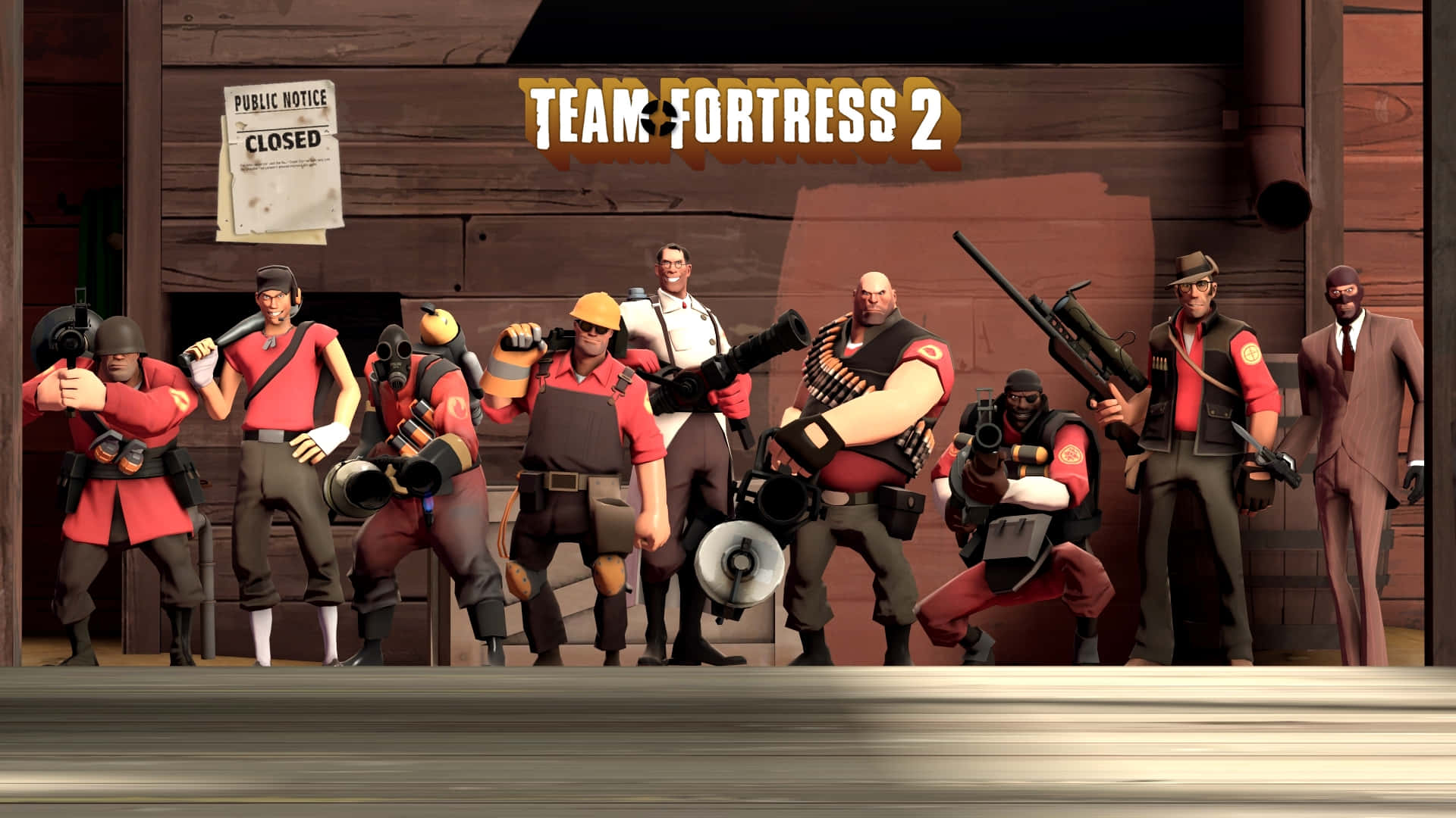 A Group Of People Standing In Front Of A Building With The Word Fortress 2