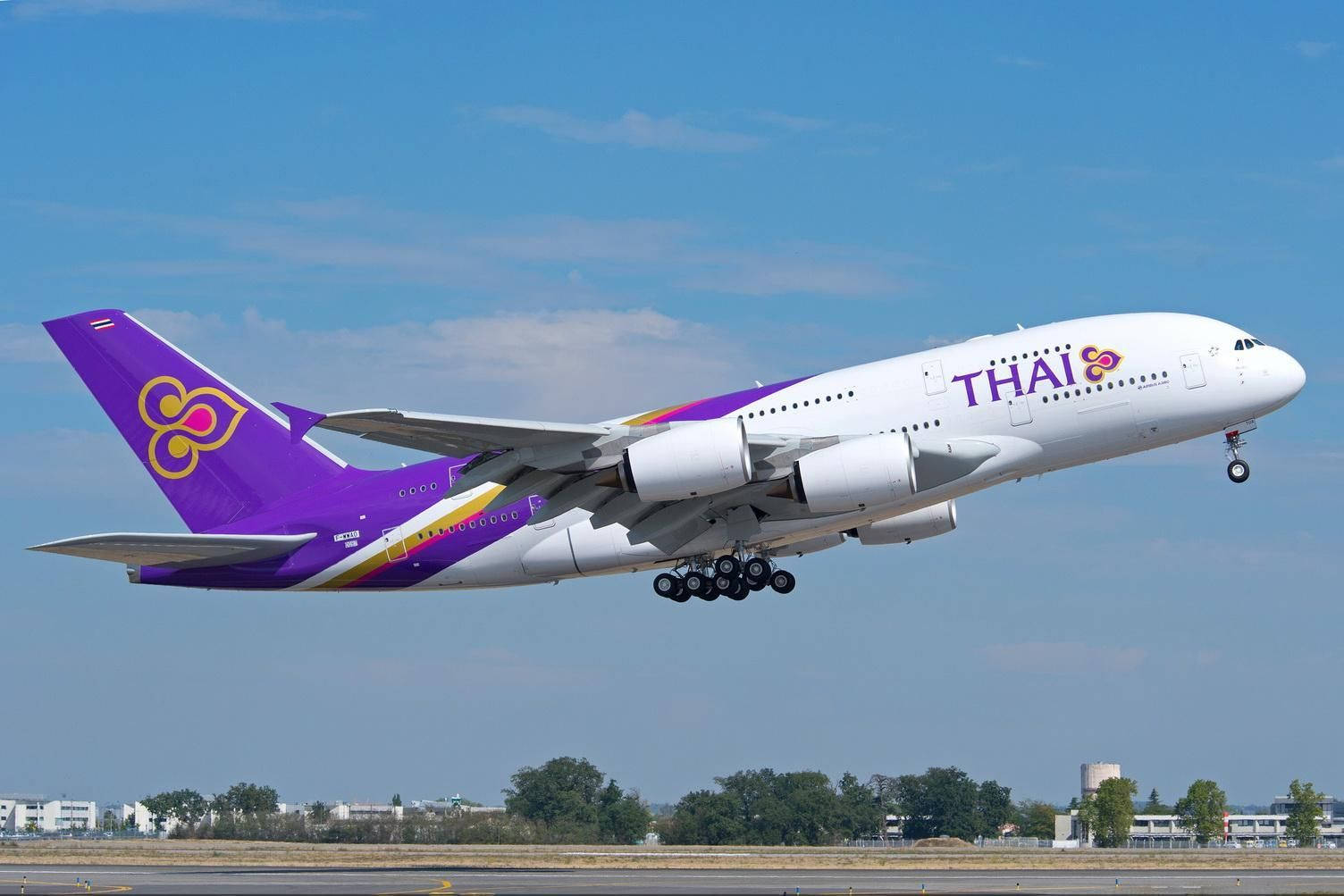 Thai Airways Airplane With Trees Wallpaper