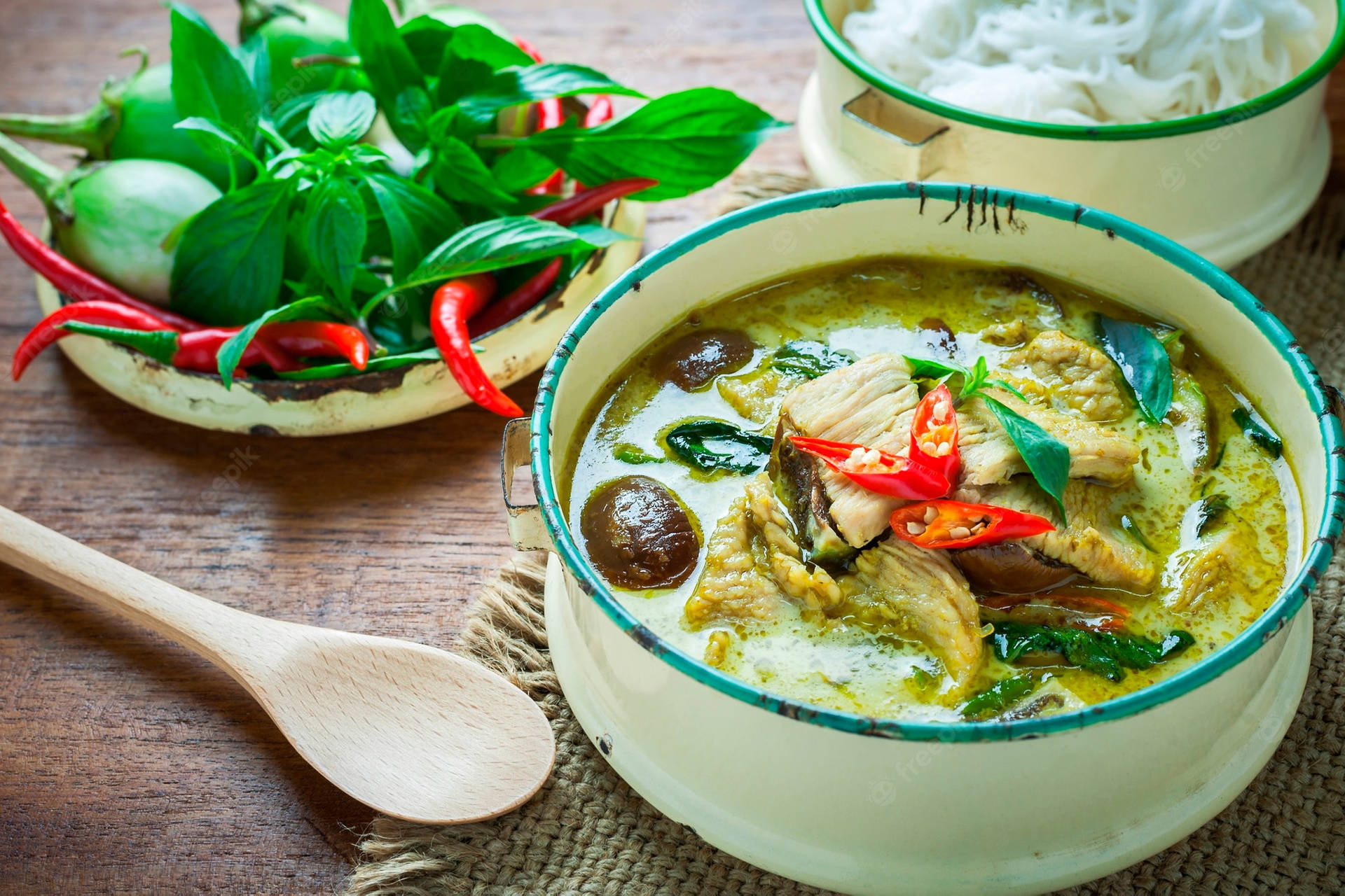 Thai Curry With Green Paste And Herbs Wallpaper
